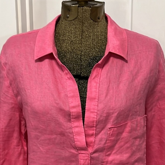 BELLA DAHL LINEN TUNIC LARGE PINK - Picture 3 of 16